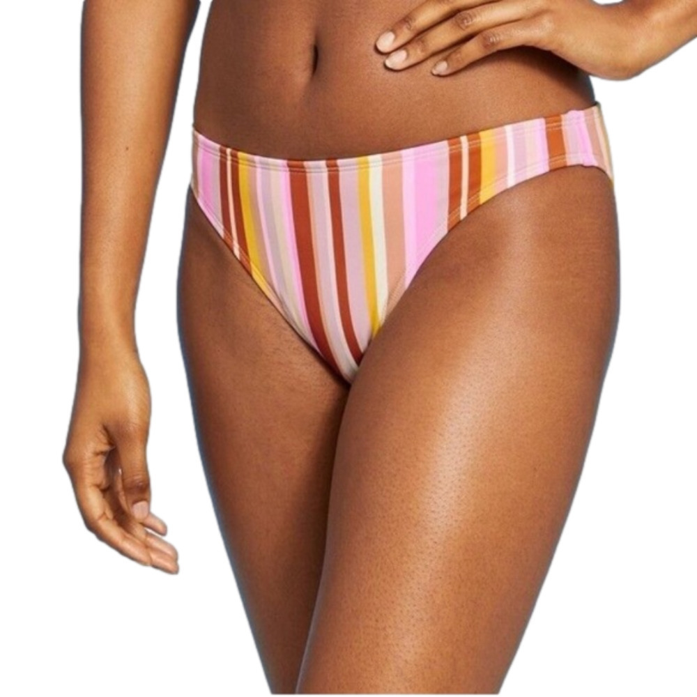 JUNIORS' sexy Cheeky Bikini Bottom - Xhilaration Multi color Stripe new